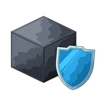 Cube with shield illustration 스톡 일러스트