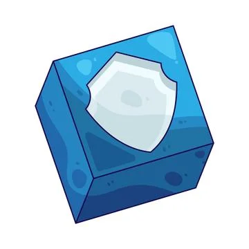 Cube with shield illustration Stock Illustration