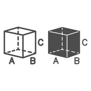 Cube with signed sides line and solid icon, geometry concept, Geometric イラスト素材