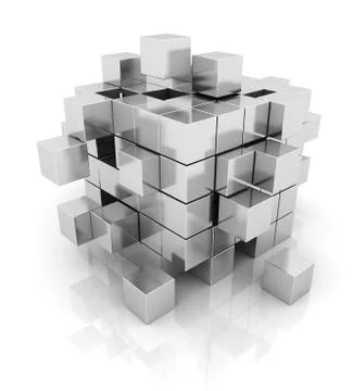 Cube silver geometry abstract background design Stock Illustration