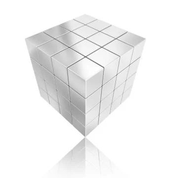 Cube silver geometry abstract background Stock Illustration