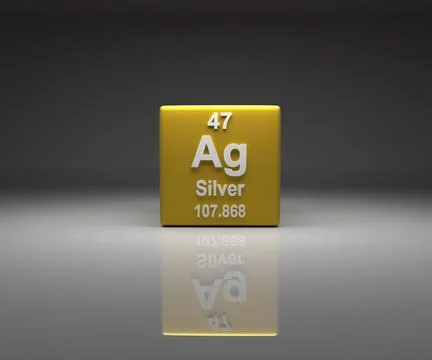 Cube with Silver number 47 periodic table, 3d rendering イラスト素材