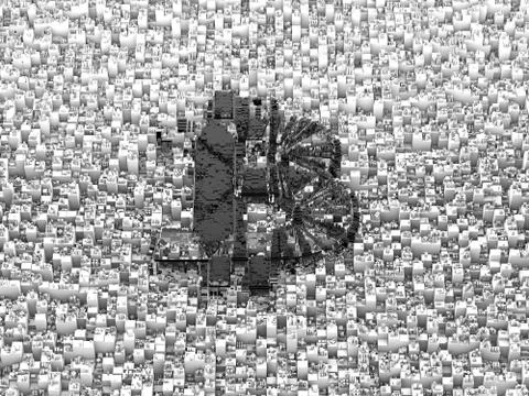 Cube Smart Data Technology, Bitcoin Symbol Illustrazione stock