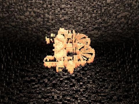 Cube Smart Data Technology, Bitcoin Symbol Illustrazione stock