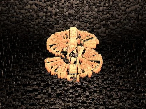 Cube smart data technology, dollar sign Illustrazione stock