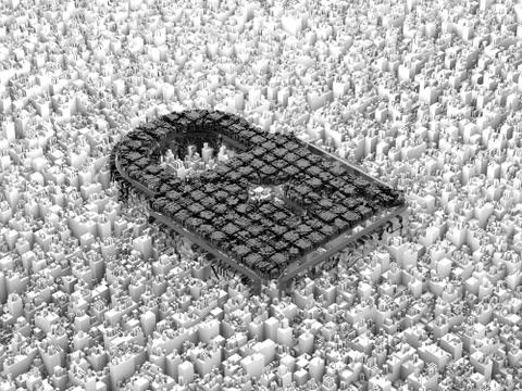 Cube smart data technology, lock symbol Illustrazione stock