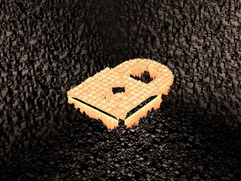 Cube smart data technology, lock symbol Illustrazione stock