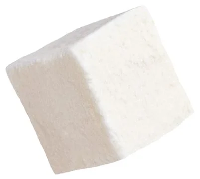 Cube of soft cheese isolated on a white background. With clipping path Stock Photos