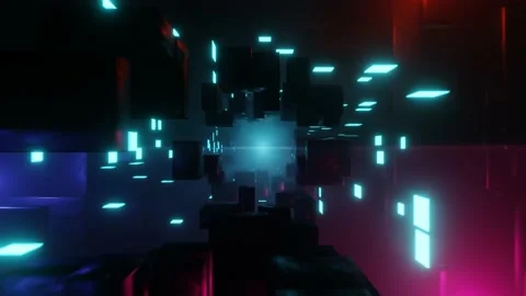 Cube space light disco or scientific futuristic abstract looping background Stock Footage 157123975