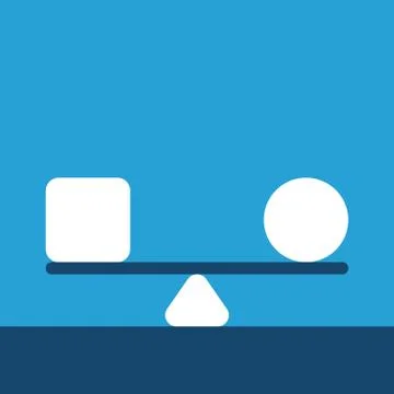 Cube, sphere on balance Stock Illustration