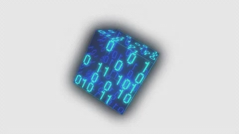 A cube that spins while flashing 0s and 1s (Seamless Loop, with Alpha Channel) Stock Footage 332973489