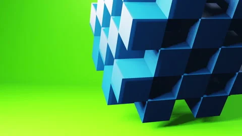 Cube with squares on faces. 3d motion graphics background. Techno 3d looping Stock Footage 231661629