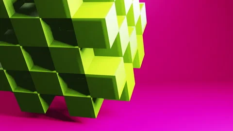Cube with squares on faces. 3d motion graphics background. Techno 3d looping Stock Footage 233139508