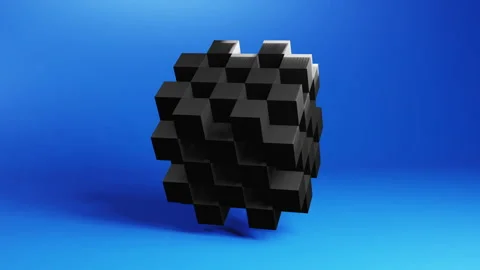 Cube with squares on faces. 3d motion graphics background. Techno 3d looping Stock Footage 234292504