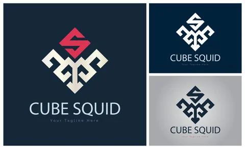 Cube squid letter s modern logo template design Illustrazione stock