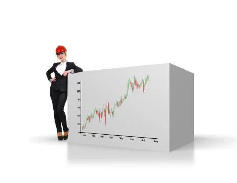 Cube with stock chart Ilustración de archivo