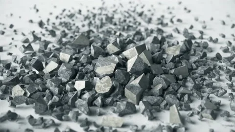 A cube of stone shatters into thousands of small pieces in slow motion Stock Footage 142089104