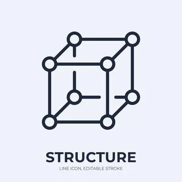Cube structure line icon. Prototype framework linear vector illustration. Thin Illustrazione stock