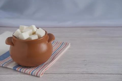 Cube sugar in a pot. Stock Photos