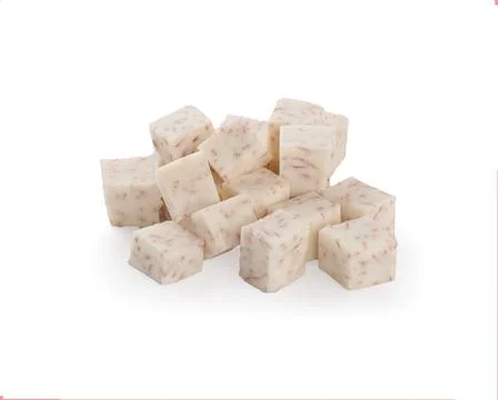 Cube of taro root isolated on a white background Stock Photos