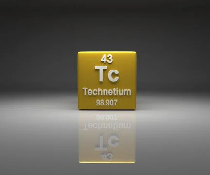 Cube with Technetium number 43 periodic table, 3d rendering Stock Illustration