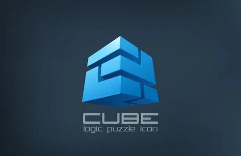 Cube technology abstract vector logo template. logic puzzle box. Stock Illustration