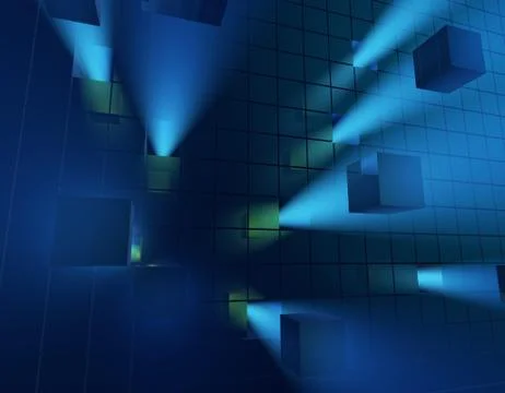 Cube technology structure, data transmission and storage Illustrazione stock