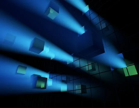Cube technology structure, data transmission and storage Illustrazione stock