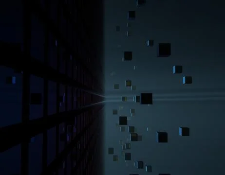 Cube technology structure, data transmission and storage Illustrazione stock