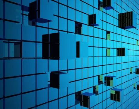 Cube technology structure, data transmission and storage Illustrazione stock