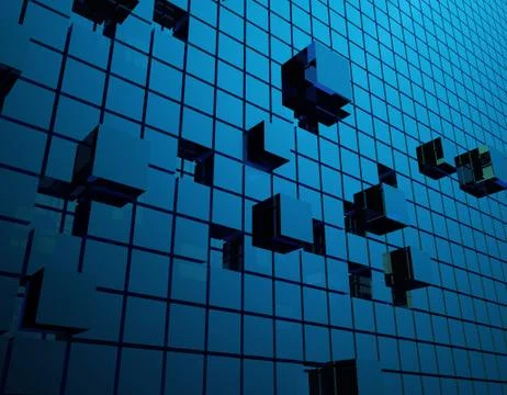 Cube technology structure, data transmission and storage Illustrazione stock