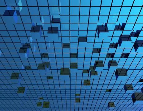 Cube technology structure, data transmission and storage Illustrazione stock