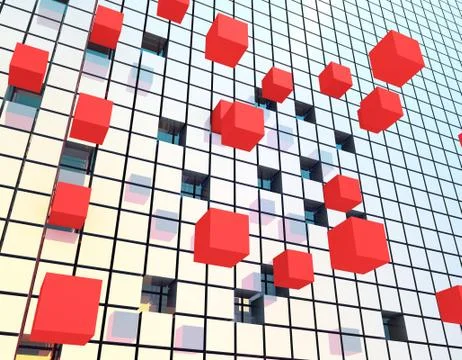 Cube technology structure, data transmission and storage Illustrazione stock