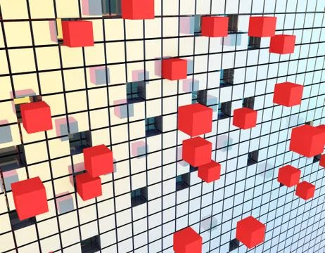 Cube technology structure, data transmission and storage Illustrazione stock