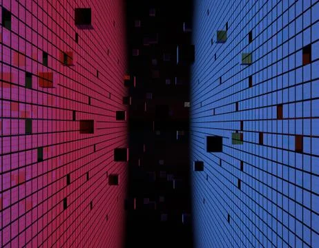 Cube technology structure, data transmission and storage Illustrazione stock