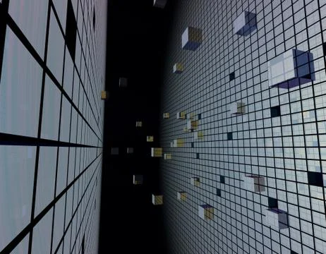 Cube technology structure, data transmission and storage Illustrazione stock