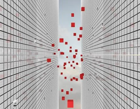 Cube technology structure, data transmission and storage Illustrazione stock