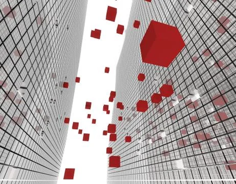Cube technology structure, data transmission and storage Illustrazione stock