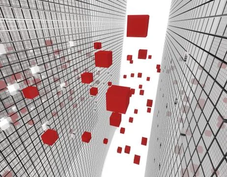 Cube technology structure, data transmission and storage Illustrazione stock