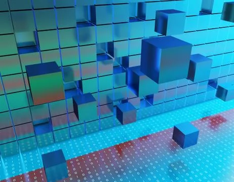 Cube technology structure, data transmission and storage Illustrazione stock