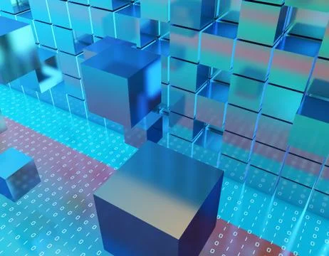 Cube technology structure, data transmission and storage Illustrazione stock