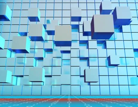 Cube technology structure, data transmission and storage Illustrazione stock