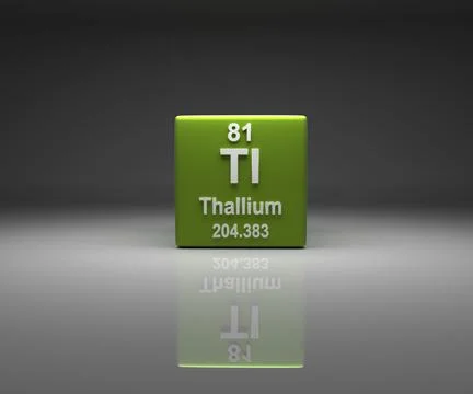 Cube with Thallium number 81 periodic table, 3d rendering Stock Illustration