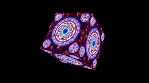 Cube with thirty magic circle powerful blue flame energy with heaven double.. Stock Footage 273428828