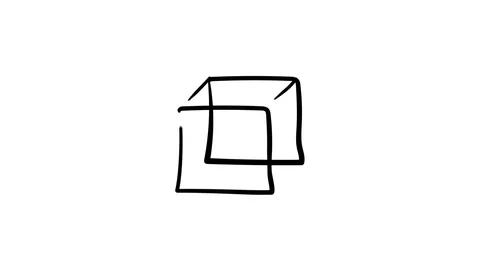 Cube in the three-dimensional plane drawn by lines Stock Footage 111040150