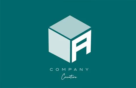 Cube A three letter cube alphabet letter logo icon design with green pastel.. Stock Illustration