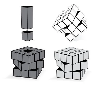 The Cube In Three Variation The Cube In Three Variation on white Copyright... Stock Photos