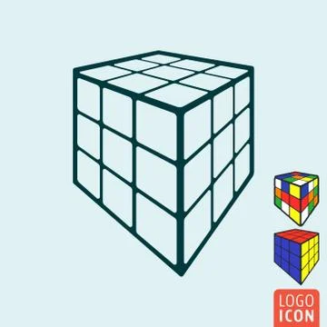 Cube toy icon. 3d combination puzzle cube. Stock Illustration