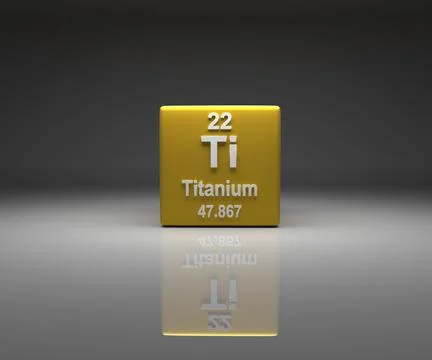 Cube with Ttanium number 22 periodic table, 3d rendering イラスト素材
