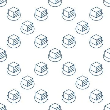Cube vector 3D Printing Technology thin line seamless pattern Illustrazione stock